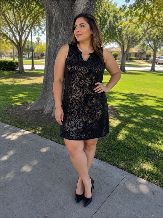 Luxology Dresses & Skirts - Luxology Black Metallic Leopard Print Mini Dress – Size L